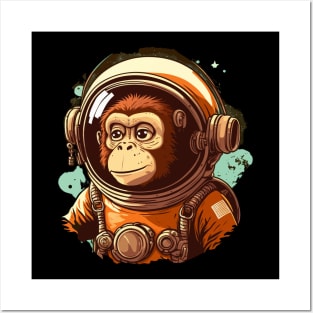 cute monkey astronaut Posters and Art